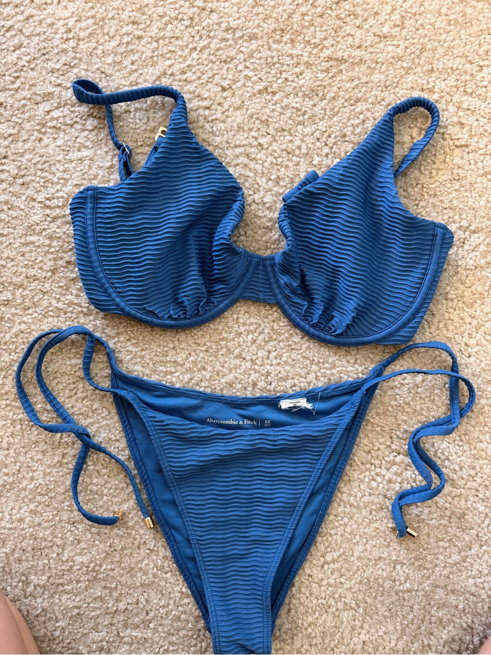 Abercrombie & Fitch Deep Blue Ribbed Underwire Bikini
